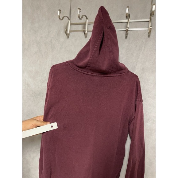 Ariat Hoodie Men M Burgundy Fleece Pullover‎ Drawstring Spell Out Casual Outdoor - Picture 6 of 10